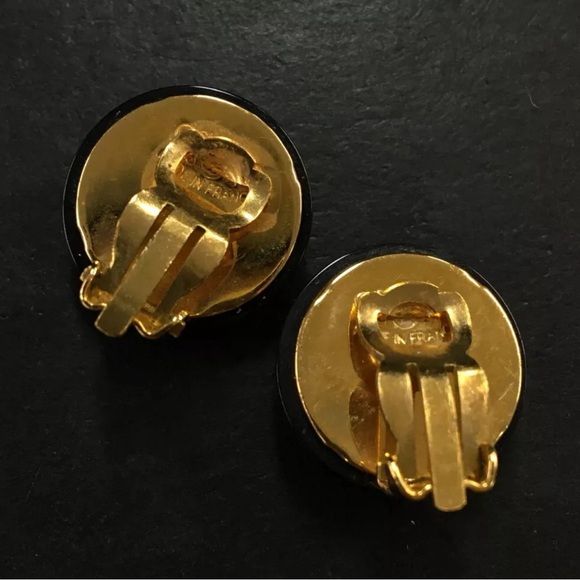 CHANEL Clover Gold Tone Earrings - Picture 5 of 7
